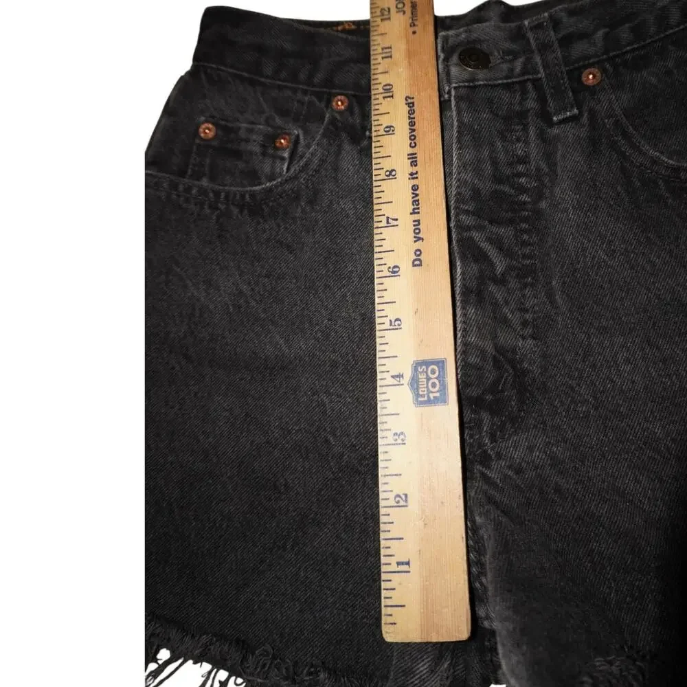 Vintage Levi's 851 Black Cutoff Shorts Made USA Orange Tab Frayed Raw Hem W28